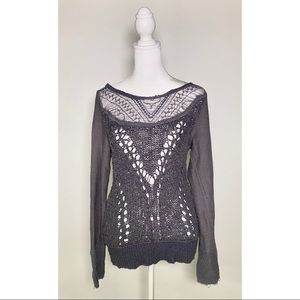 Free People Knit / Gauze Muted Purple Sweater size M